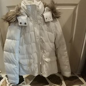 Woman's White Hooded Jacket